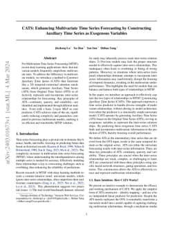 CATS: Enhancing Multivariate Time Series Forecasting by Constructing
  Auxiliary Time Series as Exogenous Variables