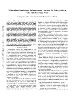 Offline Goal-Conditioned Reinforcement Learning for Safety-Critical
  Tasks with Recovery Policy