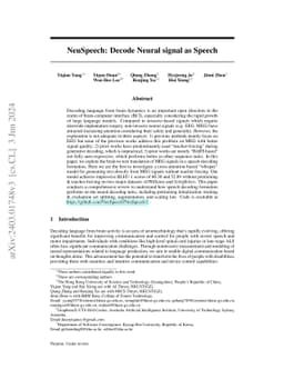 NeuSpeech: Decode Neural signal as Speech