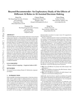 Beyond Recommender: An Exploratory Study of the Effects of Different AI
  Roles in AI-Assisted Decision Making