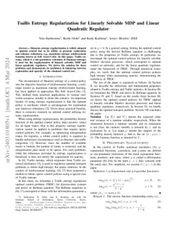 Tsallis Entropy Regularization for Linearly Solvable MDP and Linear
  Quadratic Regulator