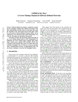 I DPID It My Way! A Covert Timing Channel in Software-Defined Networks