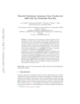 Towards Continuous Assurance Case Creation for ADS with the Evidential
  Tool Bus