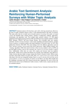 Arabic Text Sentiment Analysis: Reinforcing Human-Performed Surveys with
  Wider Topic Analysis