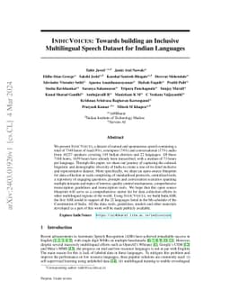 IndicVoices: Towards building an Inclusive Multilingual Speech Dataset
  for Indian Languages