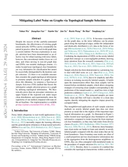 Mitigating Label Noise on Graph via Topological Sample Selection