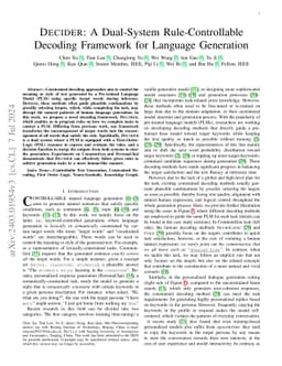 DECIDER: A Dual-System Rule-Controllable Decoding Framework for Language Generation