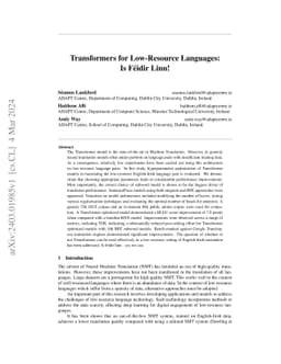 Transformers for Low-Resource Languages:Is Féidir Linn!