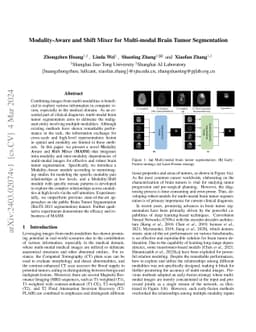Modality-Aware and Shift Mixer for Multi-modal Brain Tumor Segmentation