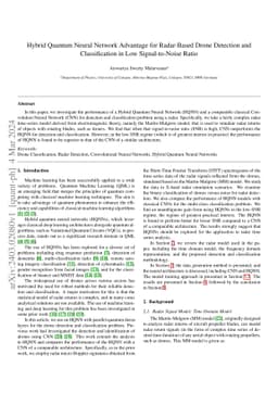 Hybrid Quantum Neural Network Advantage for Radar-Based Drone Detection
  and Classification in Low Signal-to-Noise Ratio