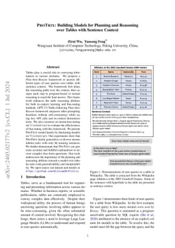 ProTrix: Building Models for Planning and Reasoning over Tables with Sentence Context