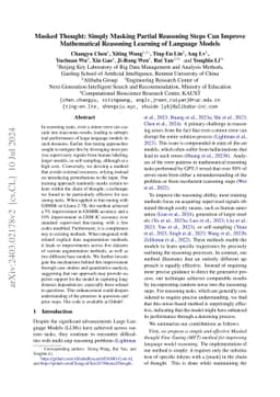 Masked Thought: Simply Masking Partial Reasoning Steps Can Improve
  Mathematical Reasoning Learning of Language Models
