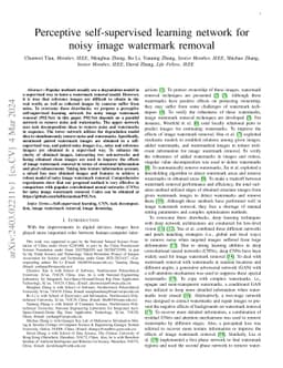 Perceptive self-supervised learning network for noisy image watermark
  removal