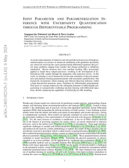 Joint Parameter and Parameterization Inference with Uncertainty
  Quantification through Differentiable Programming