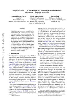 Subjective $\textit{Isms}$? On the Danger of Conflating Hate and Offence
  in Abusive Language Detection