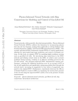 Physics-Informed Neural Networks with Skip Connections for Modeling and
  Control of Gas-Lifted Oil Wells