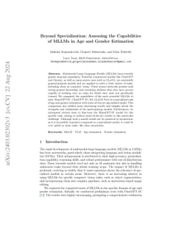 Beyond Specialization: Assessing the Capabilities of MLLMs in Age and Gender Estimation