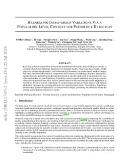 Harnessing Intra-group Variations Via a Population-Level Context for
  Pathology Detection