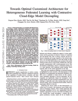 Towards Optimal Customized Architecture for Heterogeneous Federated
  Learning with Contrastive Cloud-Edge Model Decoupling