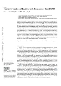 Human Evaluation of English--Irish Transformer-Based NMT