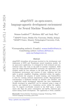 adaptNMT: an open-source, language-agnostic development environment for
  Neural Machine Translation
