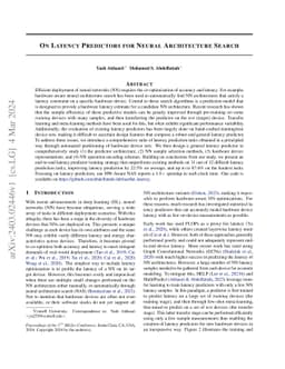 On Latency Predictors for Neural Architecture Search