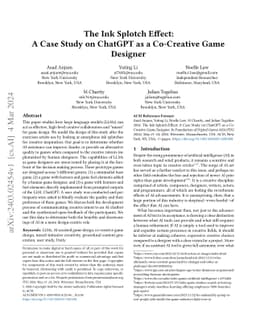 The Ink Splotch Effect: A Case Study on ChatGPT as a Co-Creative Game
  Designer