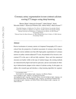 Coronary artery segmentation in non-contrast calcium scoring CT images
  using deep learning