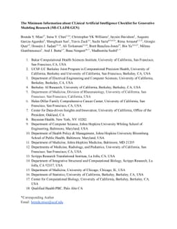The Minimum Information about CLinical Artificial Intelligence Checklist
  for Generative Modeling Research (MI-CLAIM-GEN)