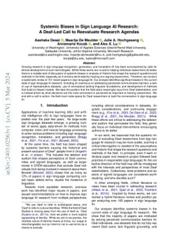 Systemic Biases in Sign Language AI Research: A Deaf-Led Call to
  Reevaluate Research Agendas