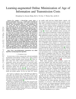 Learning-augmented Online Minimization of Age of Information and Transmission Costs
