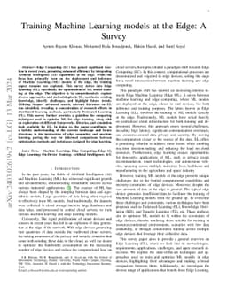 Training Machine Learning models at the Edge: A Survey