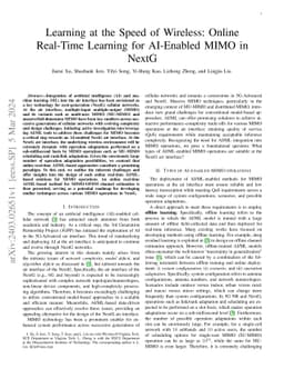Learning at the Speed of Wireless: Online Real-Time Learning for
  AI-Enabled MIMO in NextG