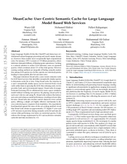 MeanCache: User-Centric Semantic Caching for LLM Web Services