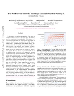 Why Not Use Your Textbook? Knowledge-Enhanced Procedure Planning of
  Instructional Videos