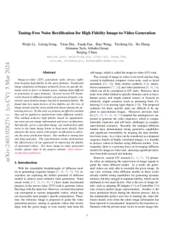 Tuning-Free Noise Rectification for High Fidelity Image-to-Video
  Generation