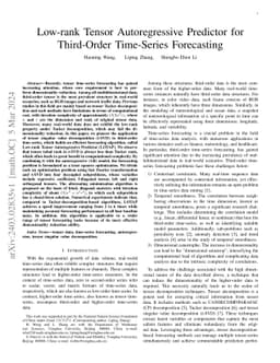 Low-rank Tensor Autoregressive Predictor for Third-Order Time-Series
  Forecasting