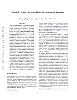 MathScale: Scaling Instruction Tuning for Mathematical Reasoning