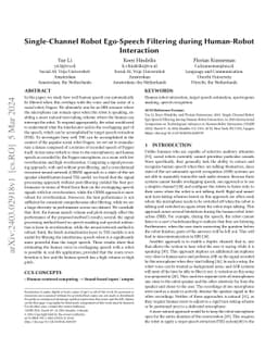 Single-Channel Robot Ego-Speech Filtering during Human-Robot Interaction