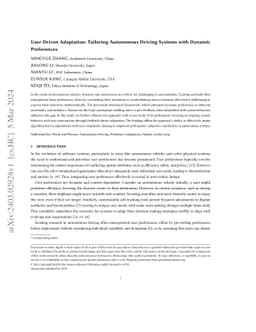 User-Driven Adaptation: Tailoring Autonomous Driving Systems with
  Dynamic Preferences