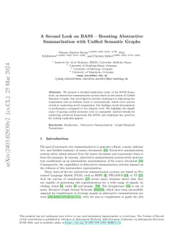 A Second Look on BASS -- Boosting Abstractive Summarization with Unified
  Semantic Graphs -- A Replication Study