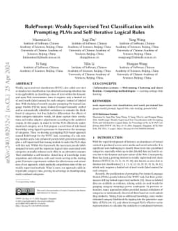 RulePrompt: Weakly Supervised Text Classification with Prompting PLMs
  and Self-Iterative Logical Rules