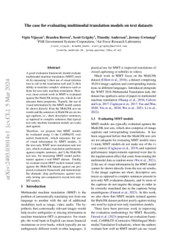 The Case for Evaluating Multimodal Translation Models on Text Datasets