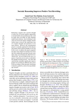 Socratic Reasoning Improves Positive Text Rewriting