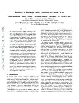Equilibria in Two-Stage Facility Location with Atomic Clients