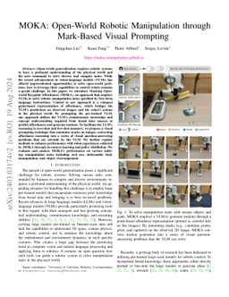 MOKA: Open-Vocabulary Robotic Manipulation through Mark-Based Visual
  Prompting