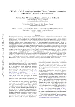 CLEVR-POC: Reasoning-Intensive Visual Question Answering in Partially
  Observable Environments