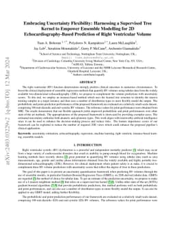 Embracing Uncertainty Flexibility: Harnessing a Supervised Tree Kernel
  to Empower Ensemble Modelling for 2D Echocardiography-Based Prediction of
  Right Ventricular Volume