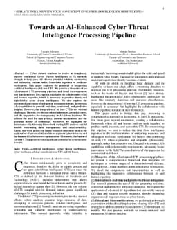 Towards an AI-Enhanced Cyber Threat Intelligence Processing Pipeline