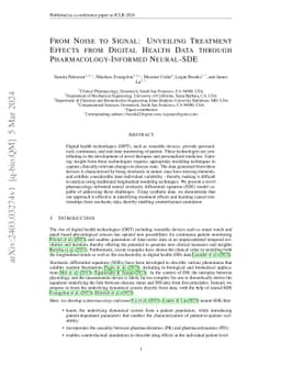 From Noise to Signal: Unveiling Treatment Effects from Digital Health
  Data through Pharmacology-Informed Neural-SDE